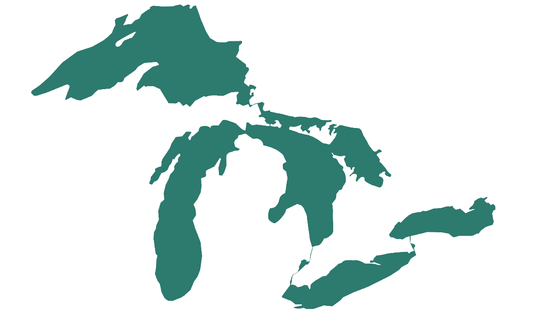 Outline of the five Great Lakes